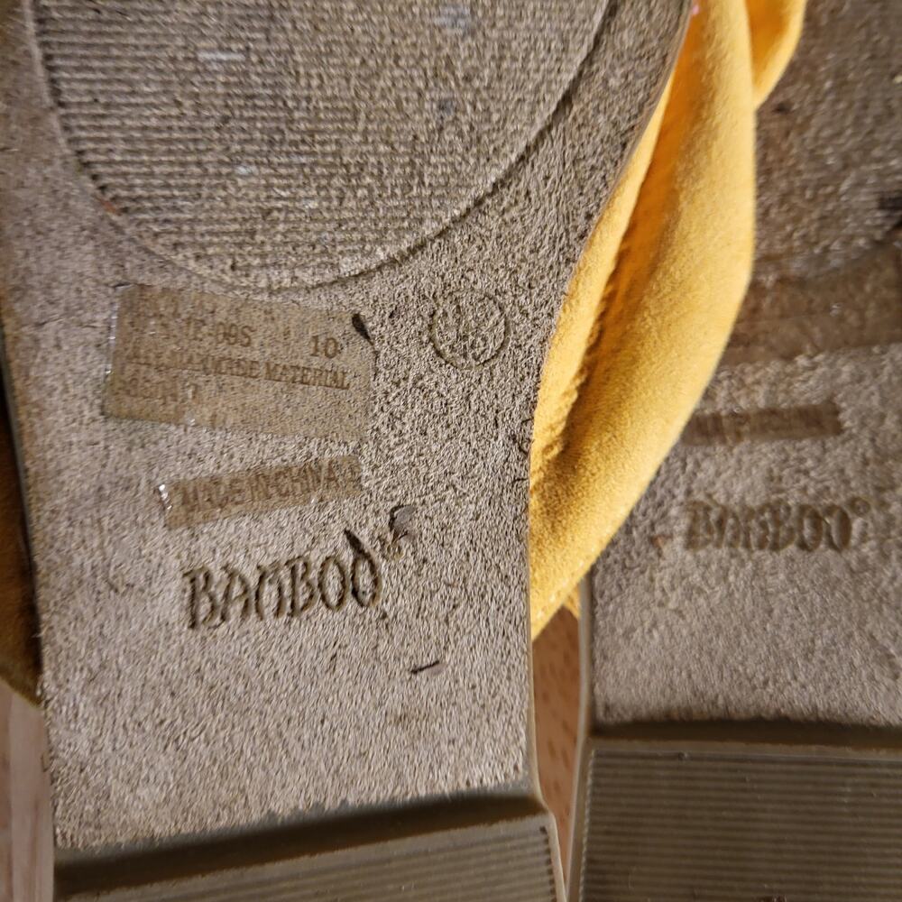 Bamboo Yellow Fabric Bow Slides Size 10 Rubber Sole Padded Comfort - Picture 7 of 9
